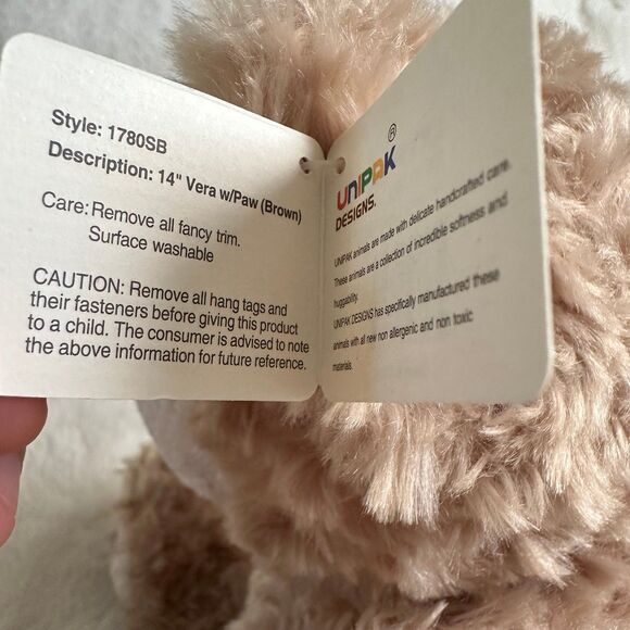 Unipak Cream Teddy Bear 14” Vera w/Paw Pawprints Plush Stuffed Animal - Picture 6 of 9